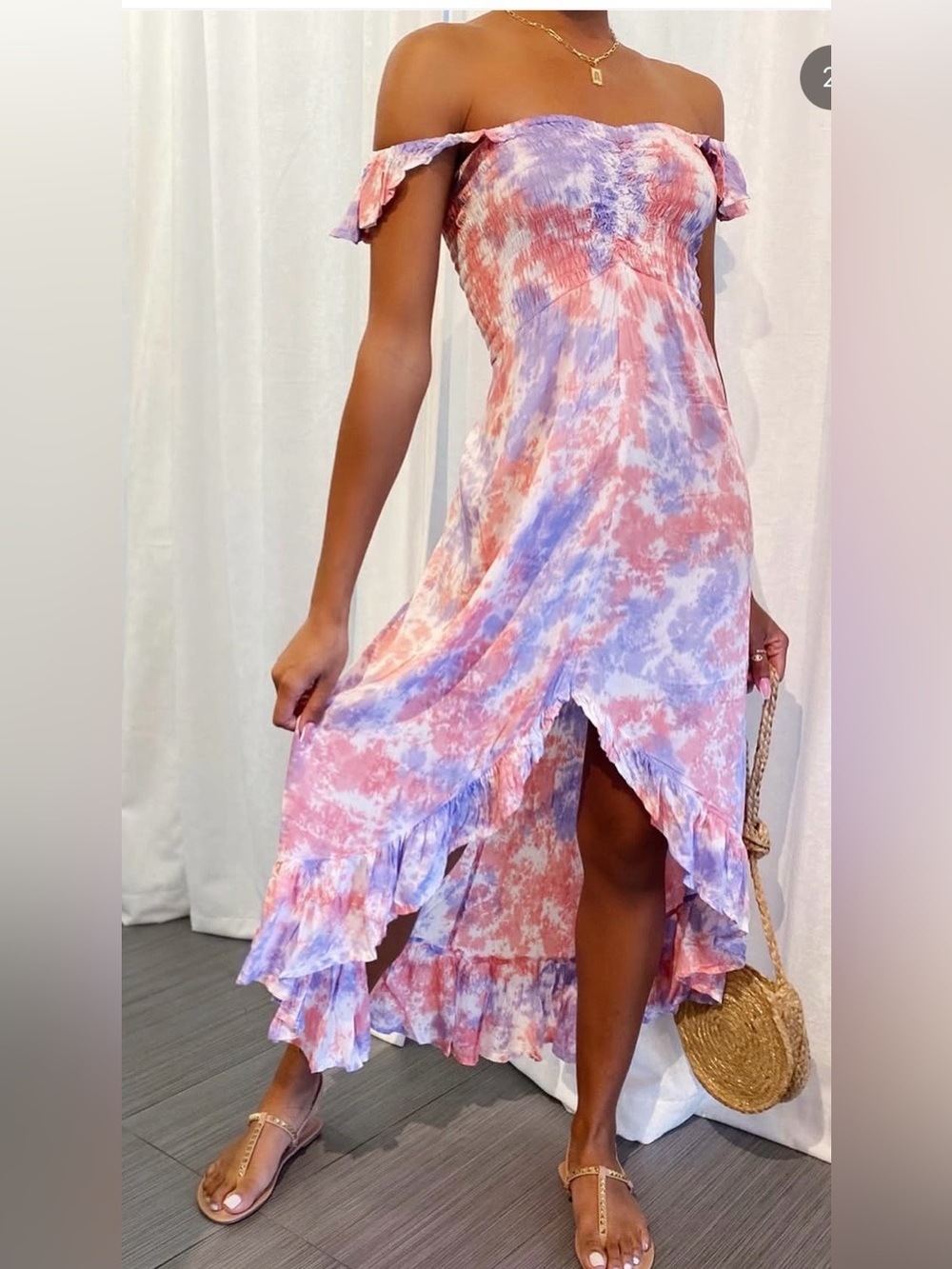 Tiare Hawaii Brooklyn Maxi Tie-Dye Hi-Lo Dress O/S